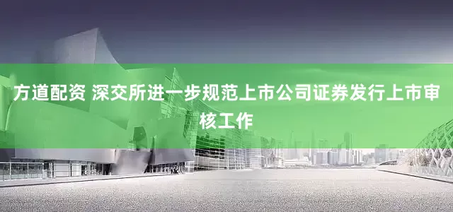 方道配资 深交所进一步规范上市公司证券发行上市审核工作